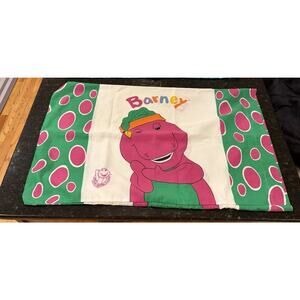 Vintage Barney Dinosaur Pillowcase 18.5 x 29” Double Sided 1992 Lyons Group
